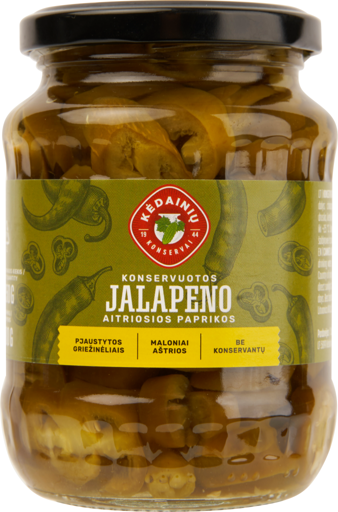 Konservuotos Jalapeno aitriosios paprikos