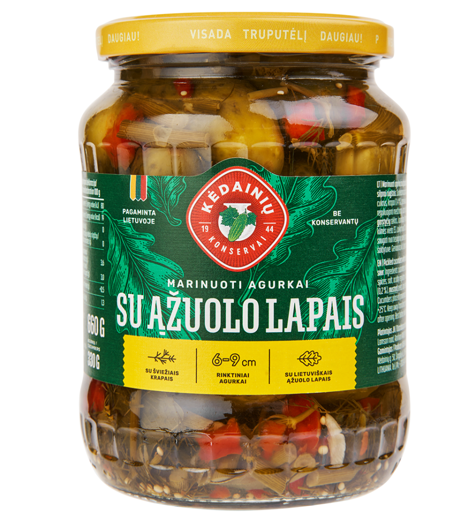 Marinuoti agurkai su ąžuolo lapais