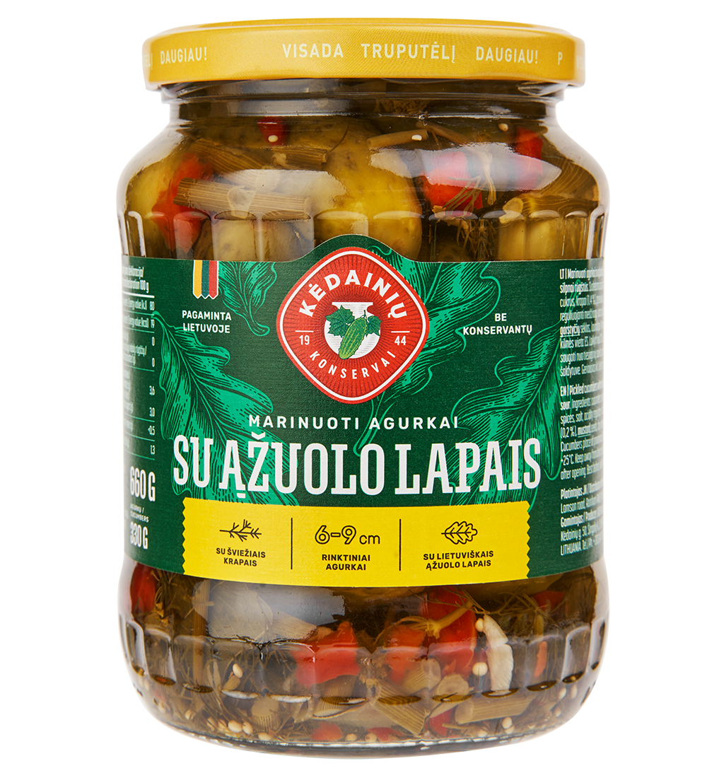 Marinuoti agurkai su ąžuolo lapais