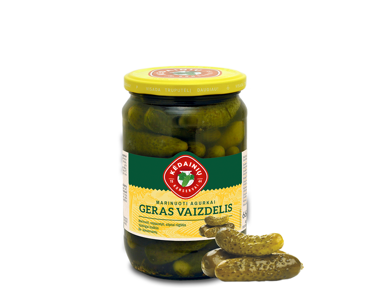 Pickled cucumbers „Geras vaizdelis“, slightly sour, whole